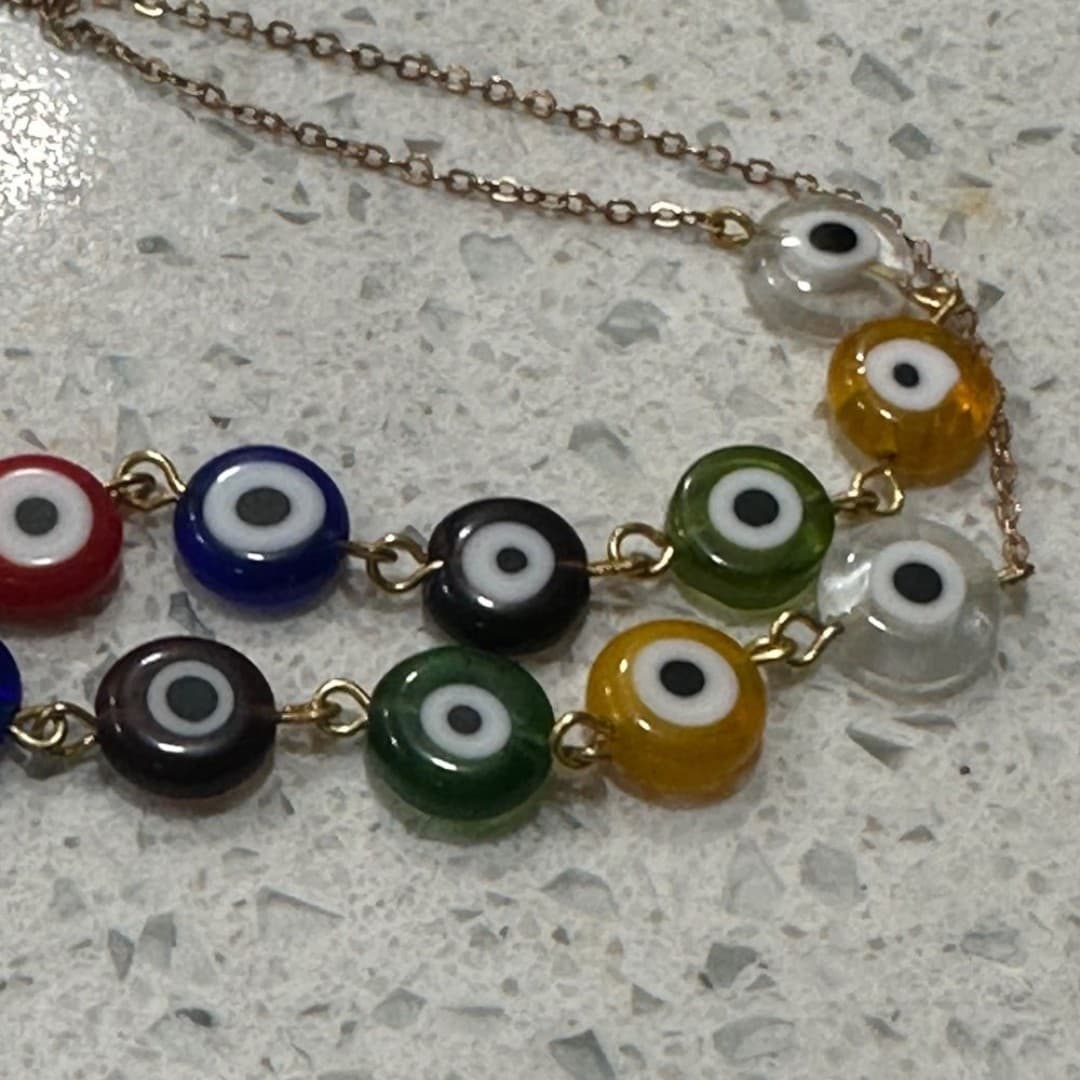 Multicolor Evil Eye Eyeglasses Strap also Necklace - Thumbnail 3