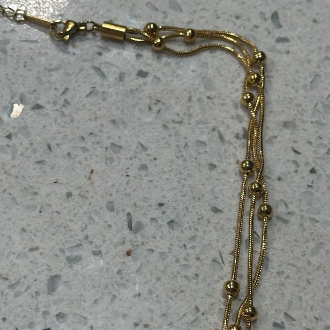 Elegant Gold Beaded Stainless Steel Necklace - Thumbnail 2