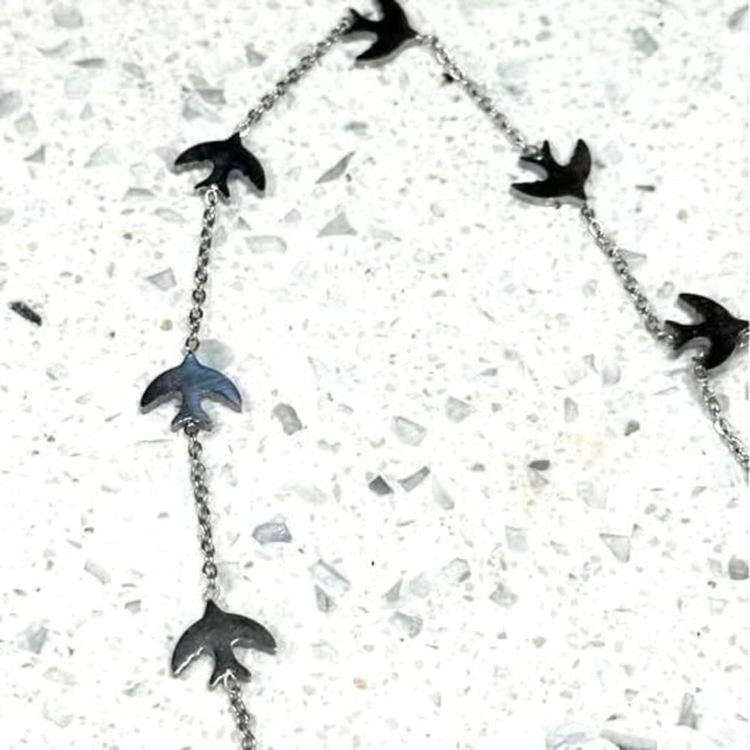 Stainless steel necklace with birds - Thumbnail 7