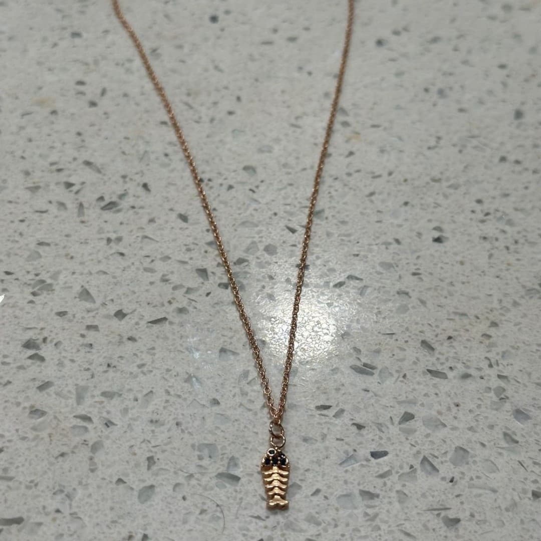 Elegant Stainless Steel Necklace Fish Theme Rose Gold Color - Thumbnail 5