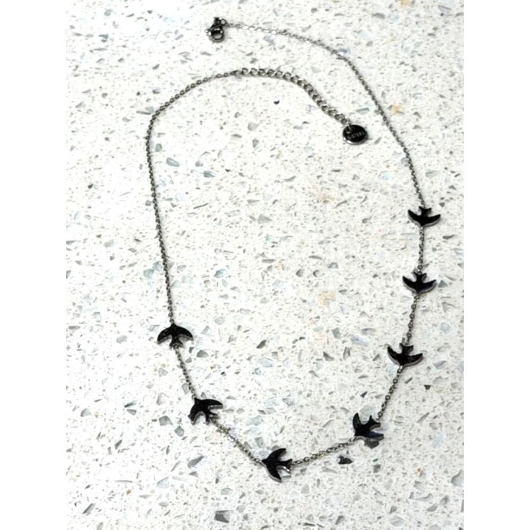 Stainless steel necklace with birds - Thumbnail 2