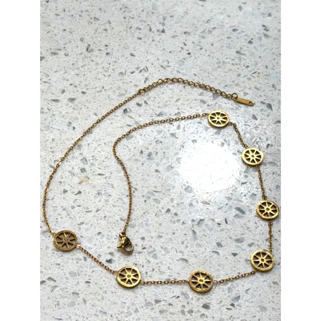 Stainless Steel necklace with stars and zirconia stones - Thumbnail 5