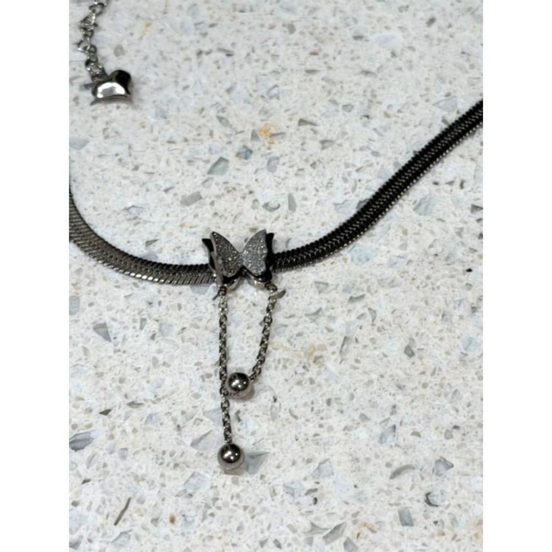 Stainless steel necklace with 3-D butterfly - Thumbnail 8