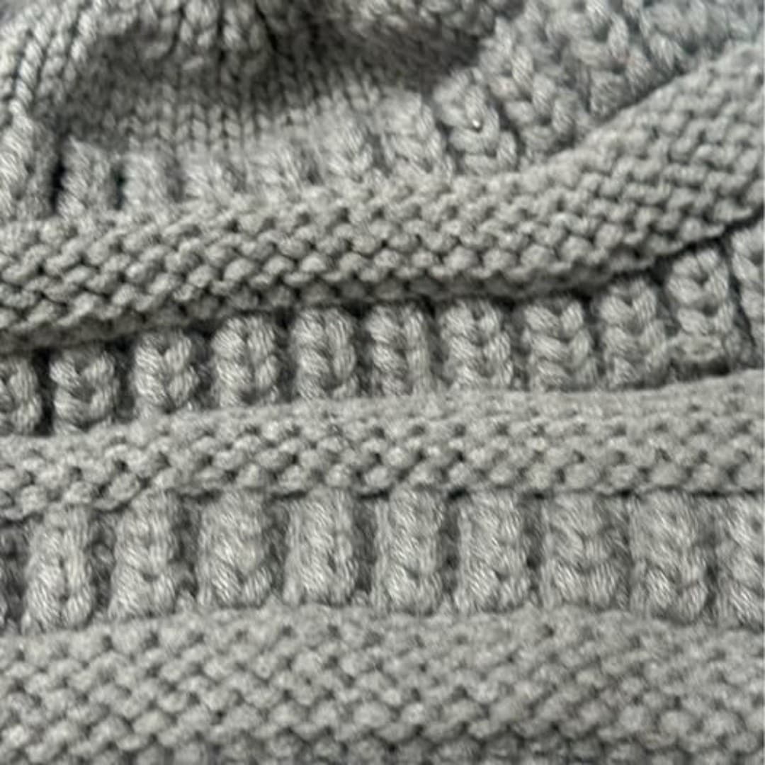 Furtal Gray Knit Pom-Pom is(Removable ) Beanie for Woman - Thumbnail 5