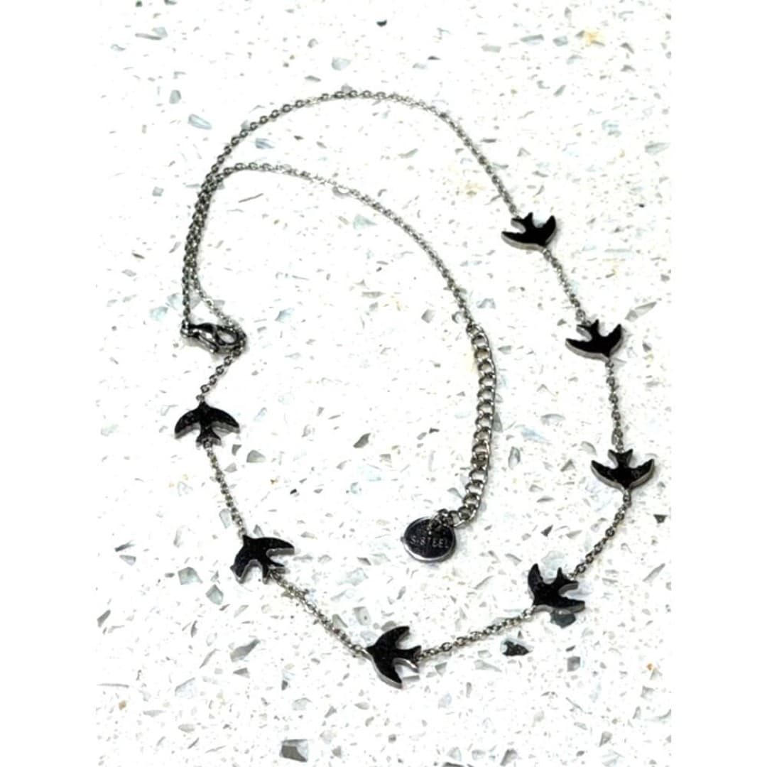 Stainless steel necklace with birds - Thumbnail 3