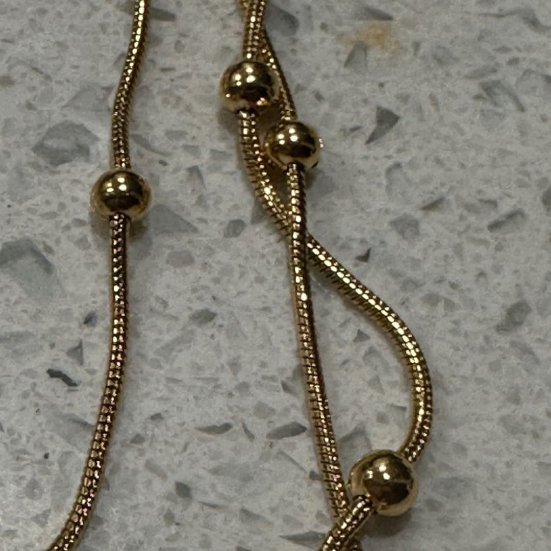 Elegant Gold Beaded Stainless Steel Necklace - Thumbnail 8