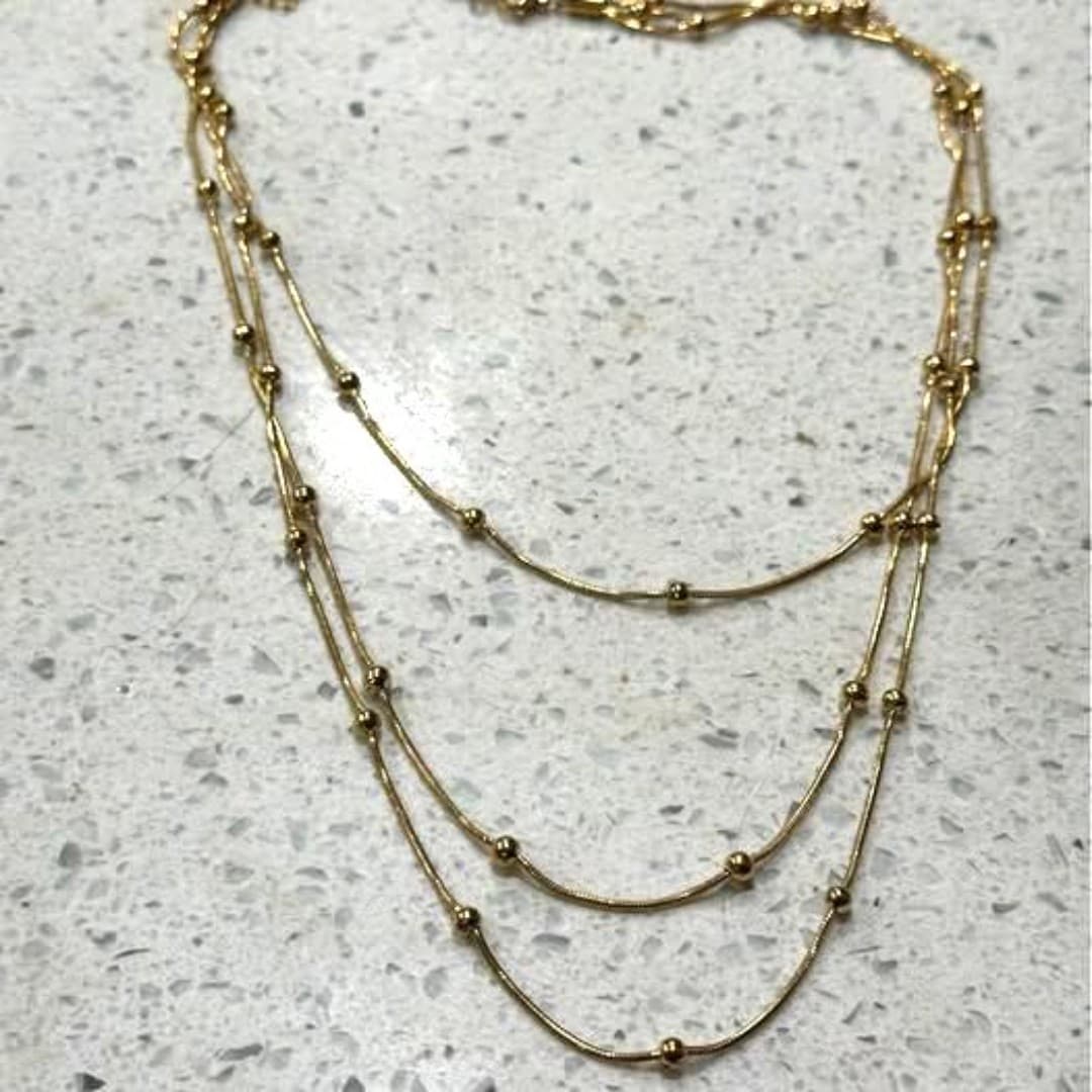 Elegant gold color, stainless steel, layered necklace - Image 1
