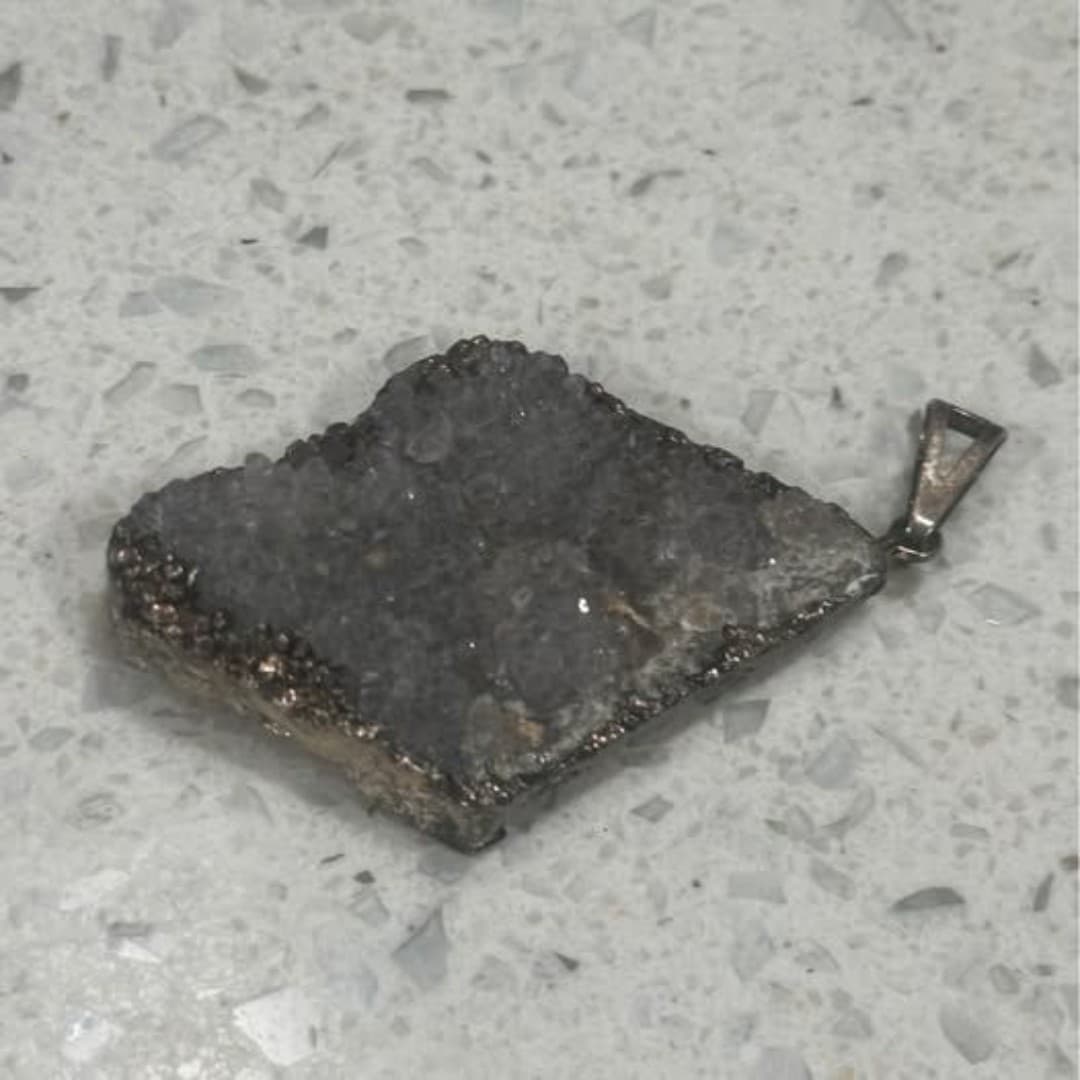 Amethyst Chrystal Druzy Cluster Pendant - Thumbnail 6