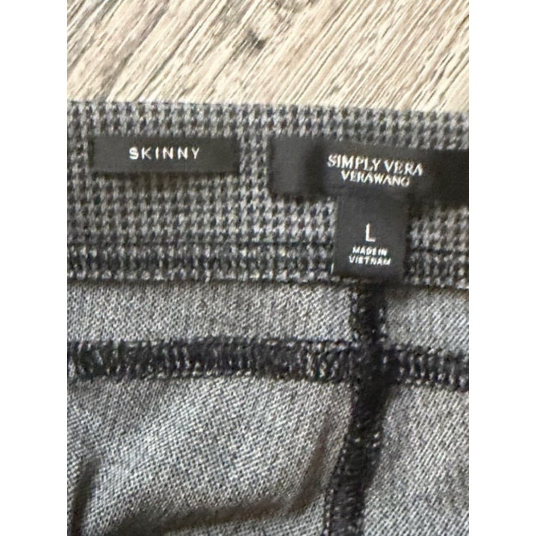 Simply Vera Vera Wang Skinny Pants Gray Plaid Stretch Work Career Size L - Thumbnail 6