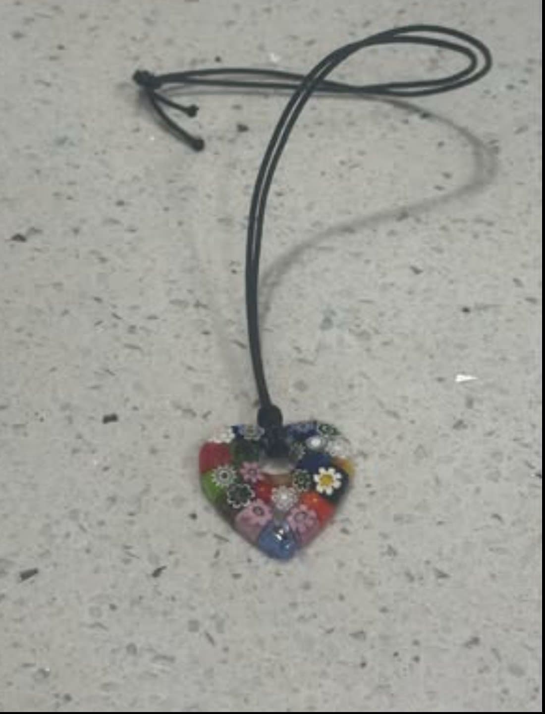 Authentic Murano Glass Pendant Necklace Heart Shaped Glass Flower handmade - Thumbnail 4