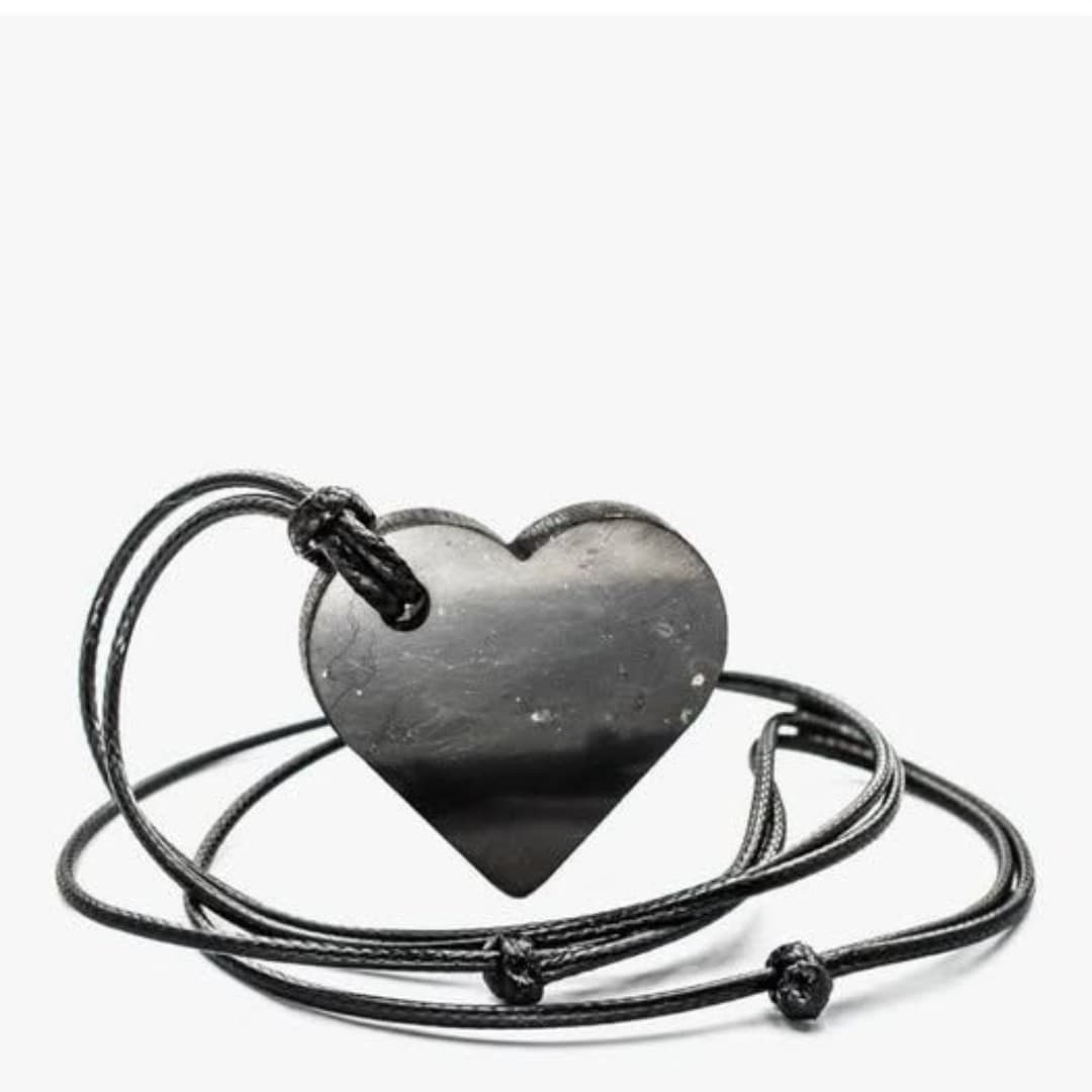 Shungite - Heart Pendant Activating and Re-balance Heart and Throat - Thumbnail 6