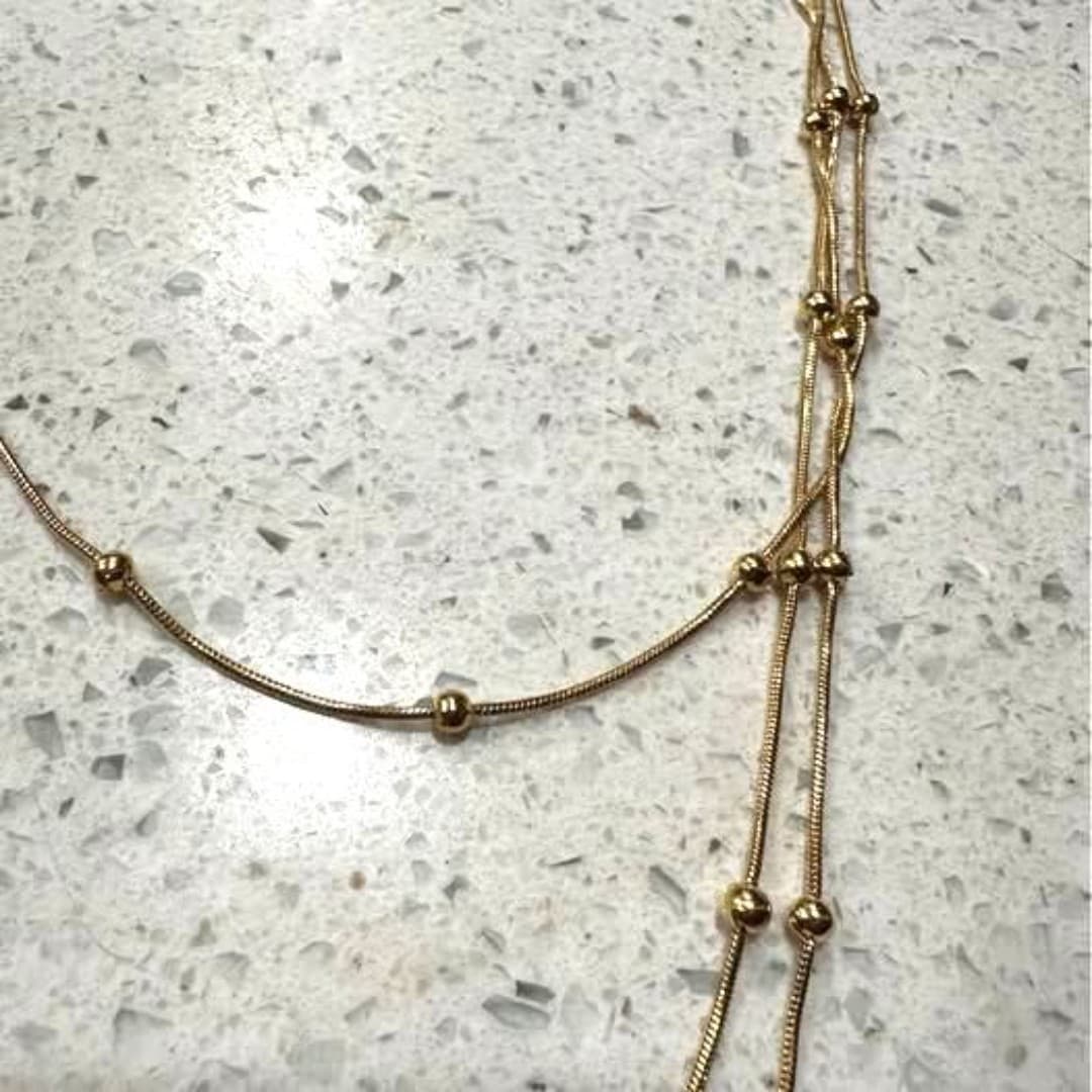 Elegant gold color, stainless steel, layered necklace - Thumbnail 4
