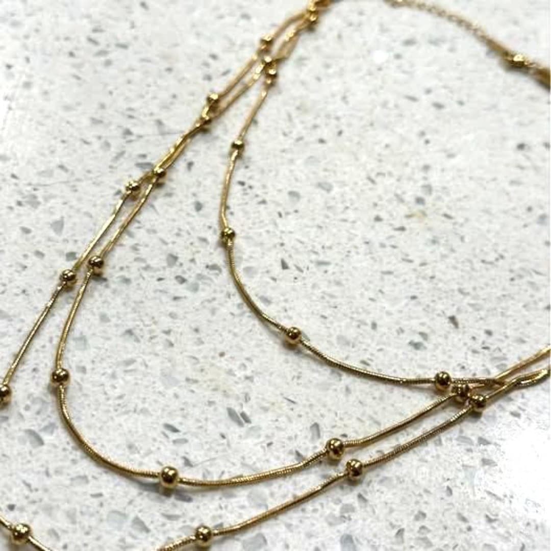 Elegant gold color, stainless steel, layered necklace - Thumbnail 3