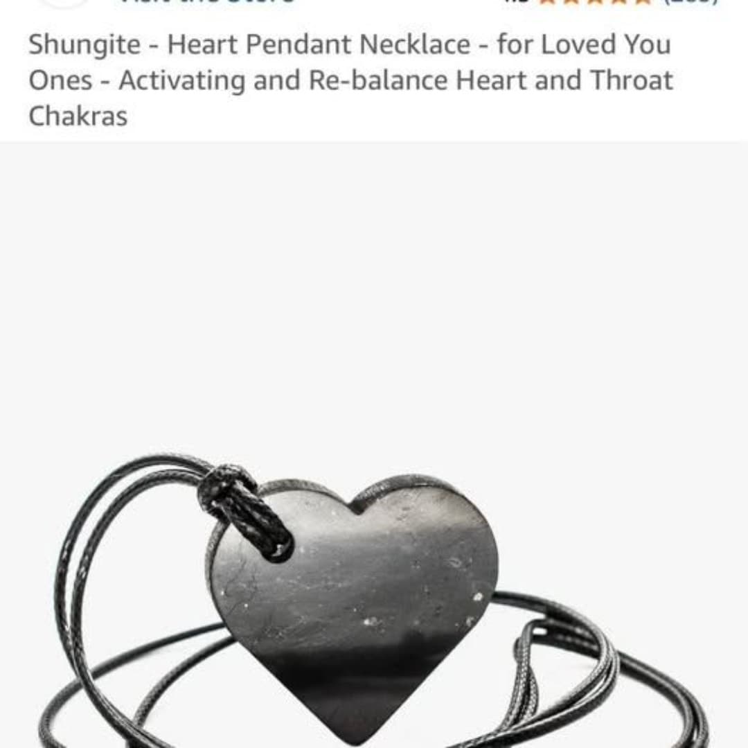 Shungite - Heart Pendant Activating and Re-balance Heart and Throat - Thumbnail 4