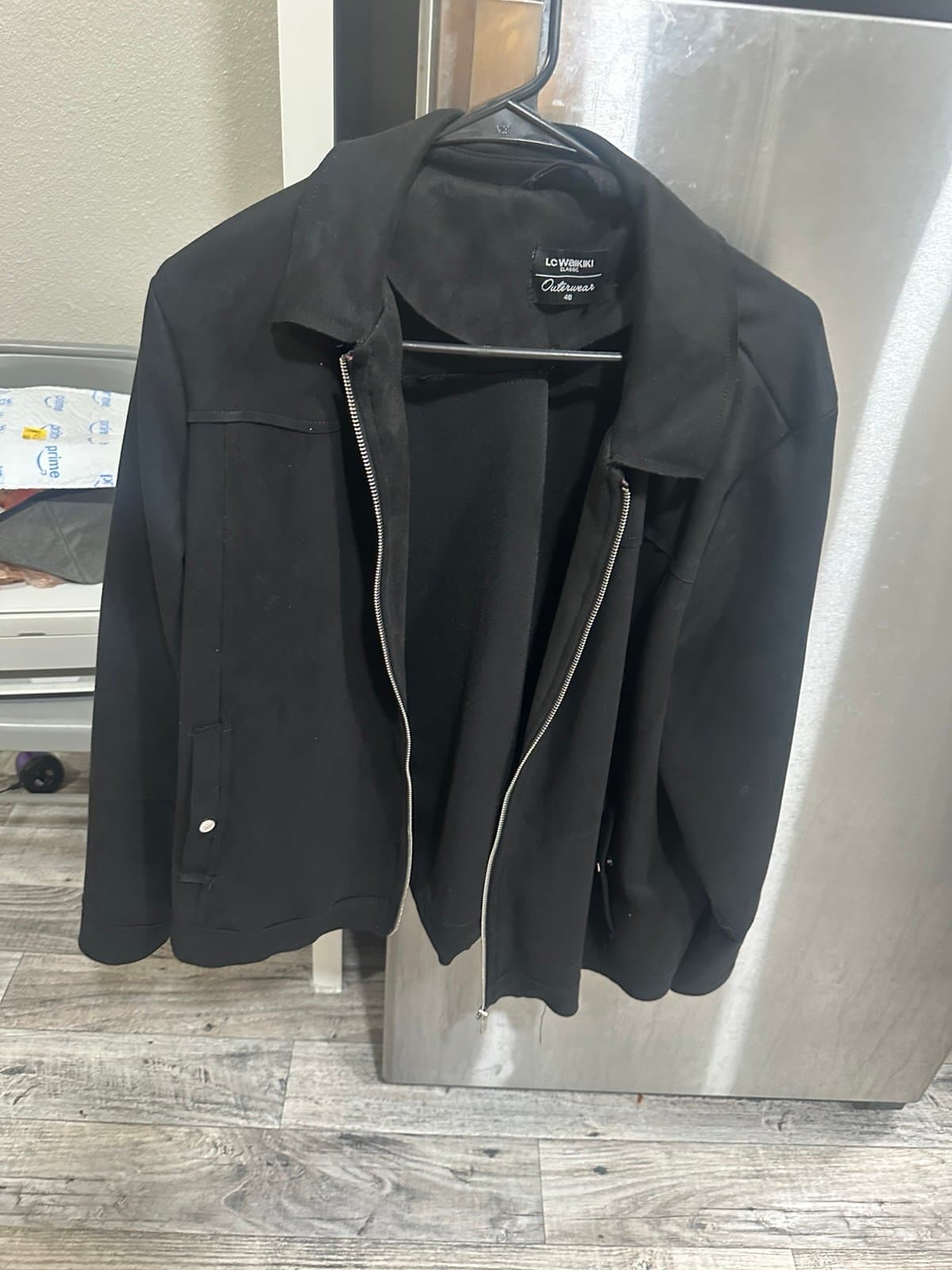 Black faux suede jacket - Image 1