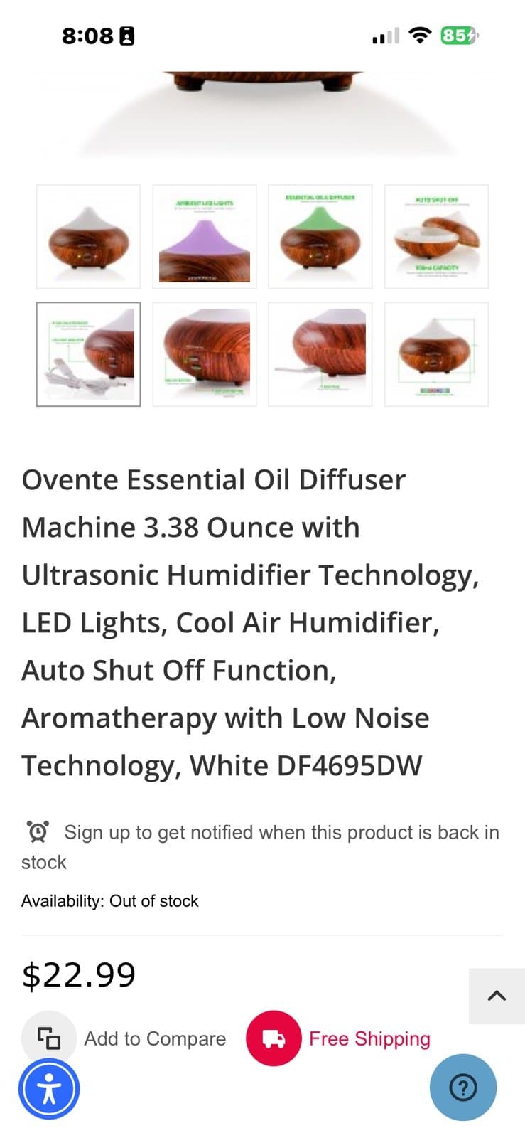 Ovente Brown Essential Oil Diffuser - Thumbnail 6