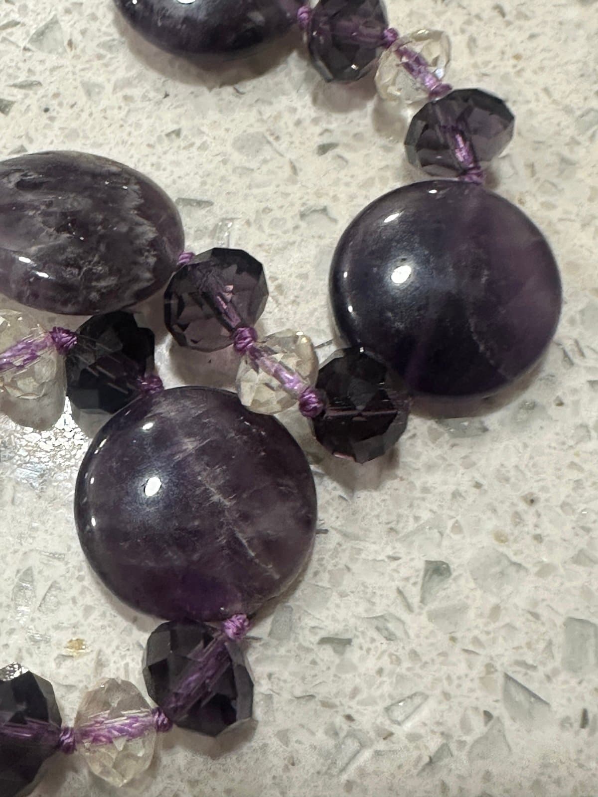 Amethyst Necklace graduated style real stones - Thumbnail 4