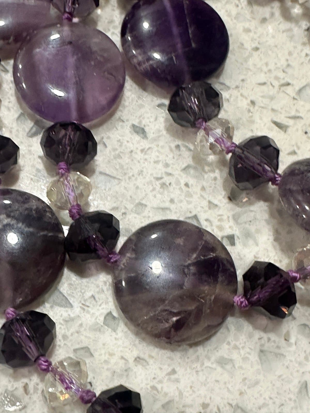 Amethyst Necklace graduated style real stones - Thumbnail 3
