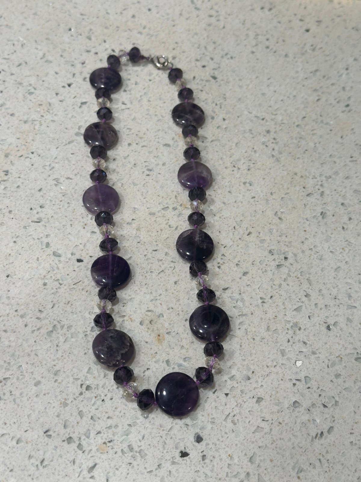 Amethyst Necklace graduated style real stones - Thumbnail 2