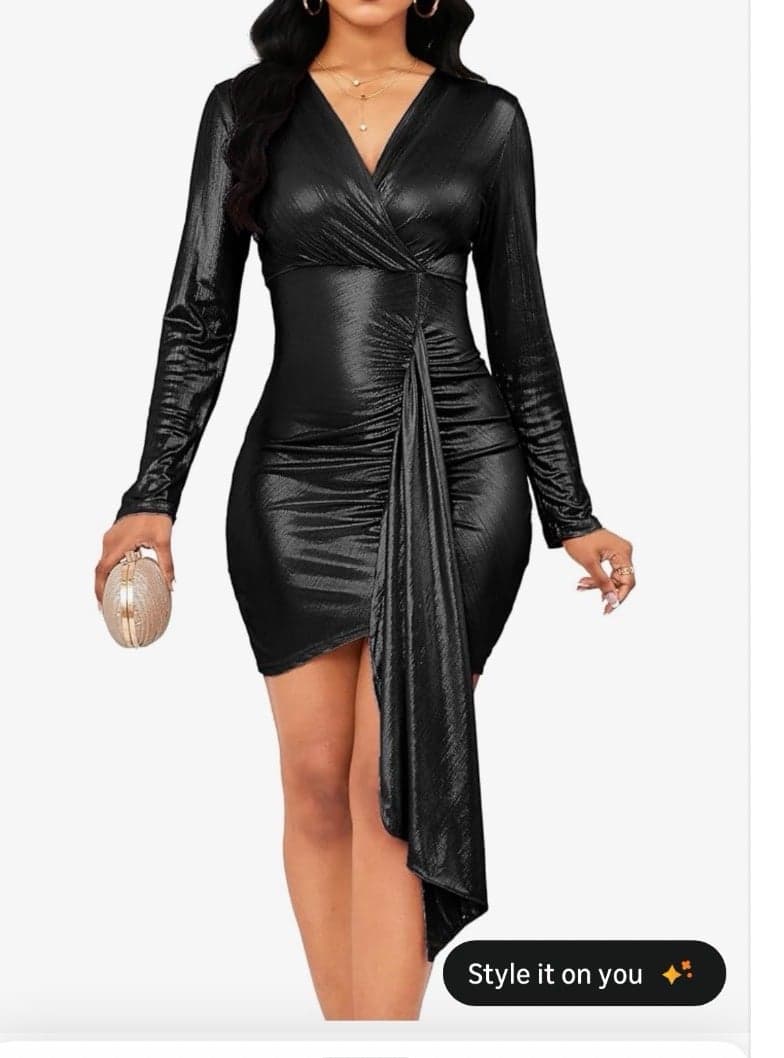 Chic Asymmetrical Black Dress - Thumbnail 2