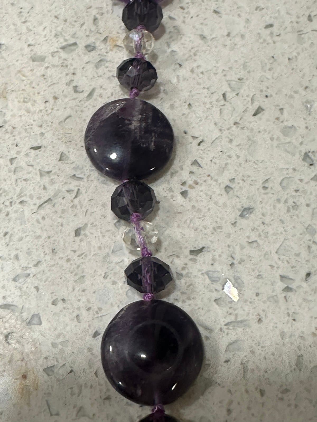 Amethyst Necklace graduated style real stones - Thumbnail 6
