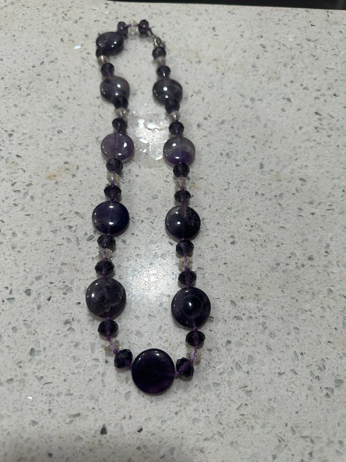 Amethyst Necklace graduated style real stones - Thumbnail 5