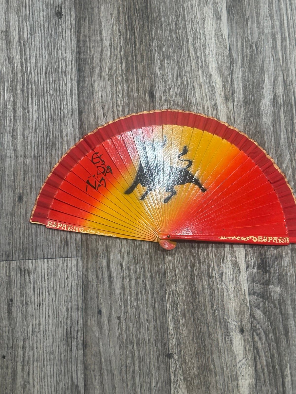 item is a traditional Spanish folding fan (abanico) featuring the iconic Bull - Thumbnail 2