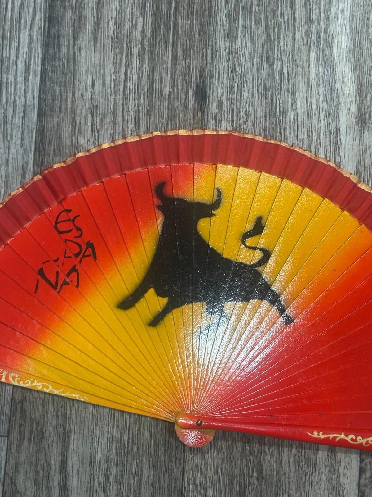 item is a traditional Spanish folding fan (abanico) featuring the iconic Bull - Thumbnail 5