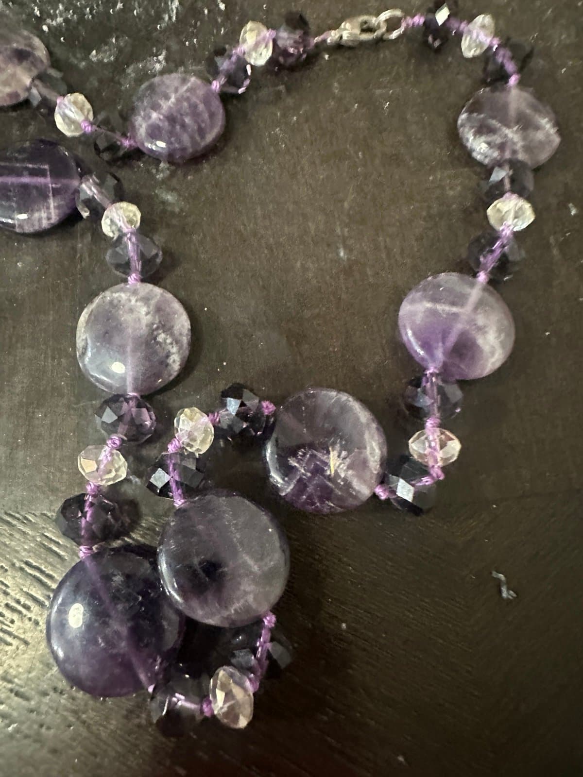 Amethyst Necklace graduated style real stones - Thumbnail 7
