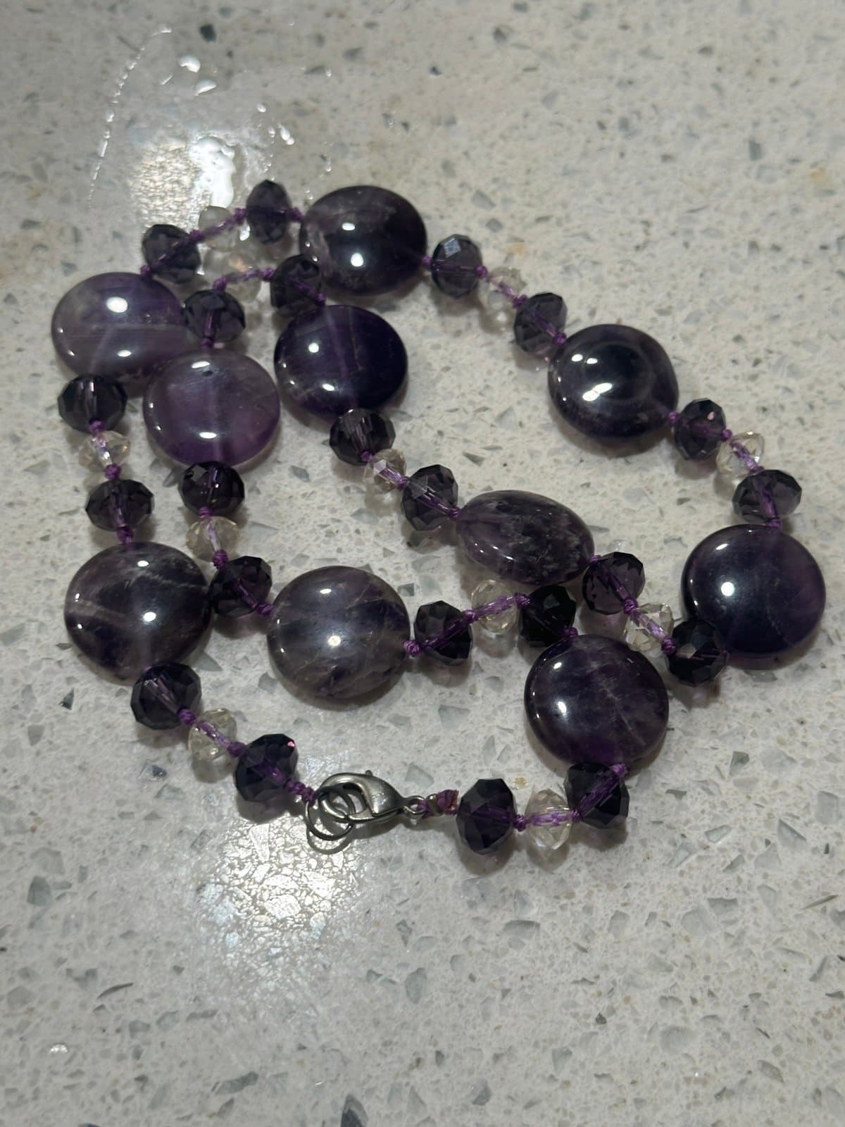 Amethyst Necklace graduated style real stones - Image 1
