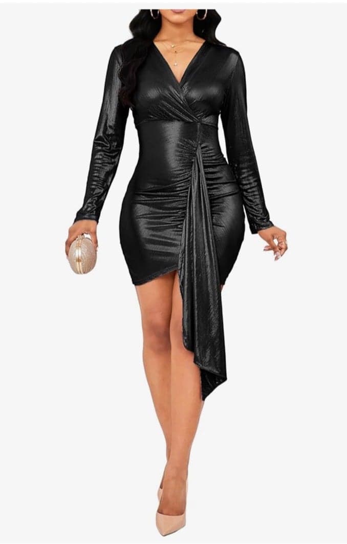 Chic Asymmetrical Black Dress - Image 1