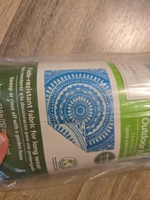 5’ x 7’ Outdoor Rug Woven Teal Medallion NEW - Image 1