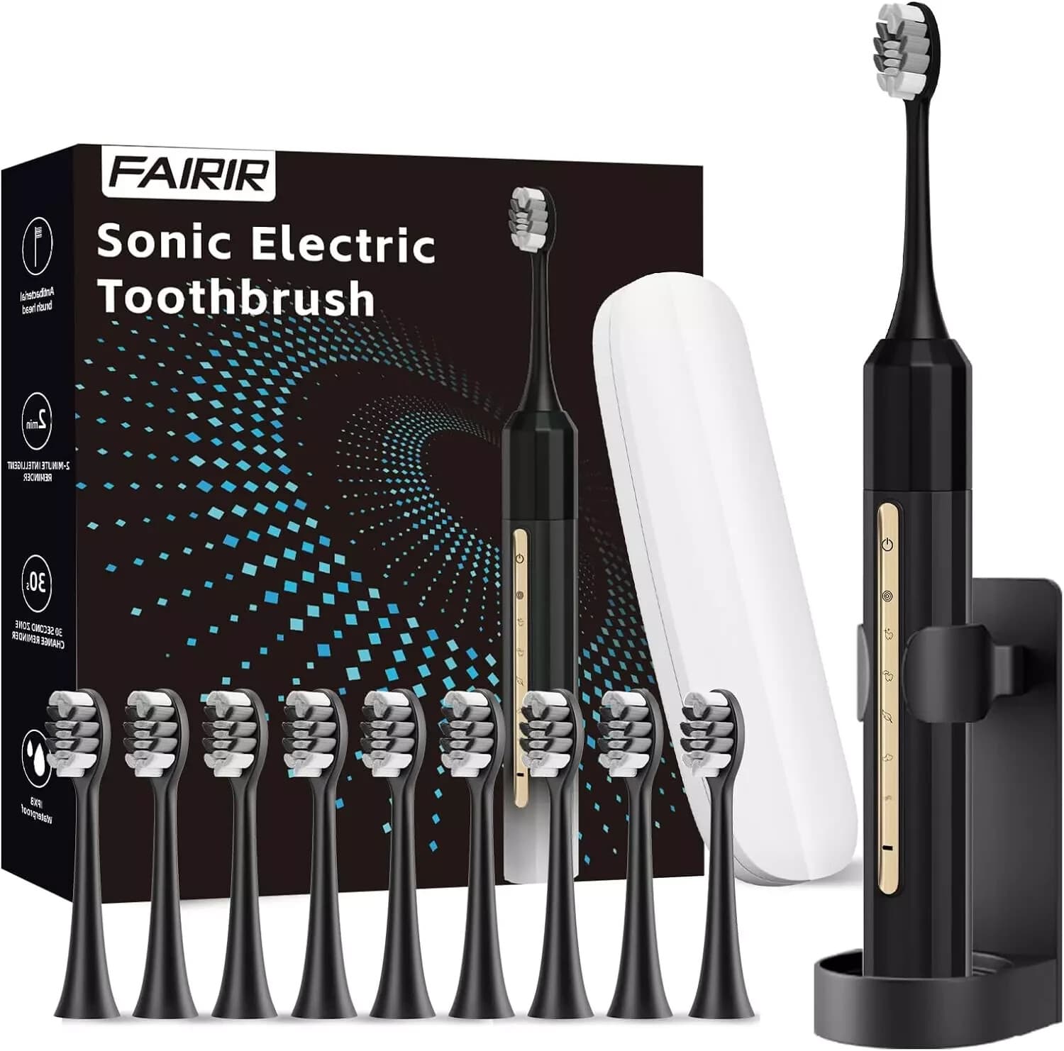 Sonic Electric Toothbrush with 10 Brush Heads, Suitable for Adults and Childr...