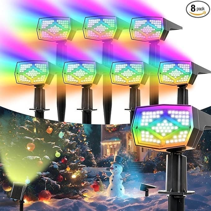 Solar Spot Lights Outdoor Color Changing 8Pack 69LED/9 Modes IP65 Waterproof NEW - Image 1