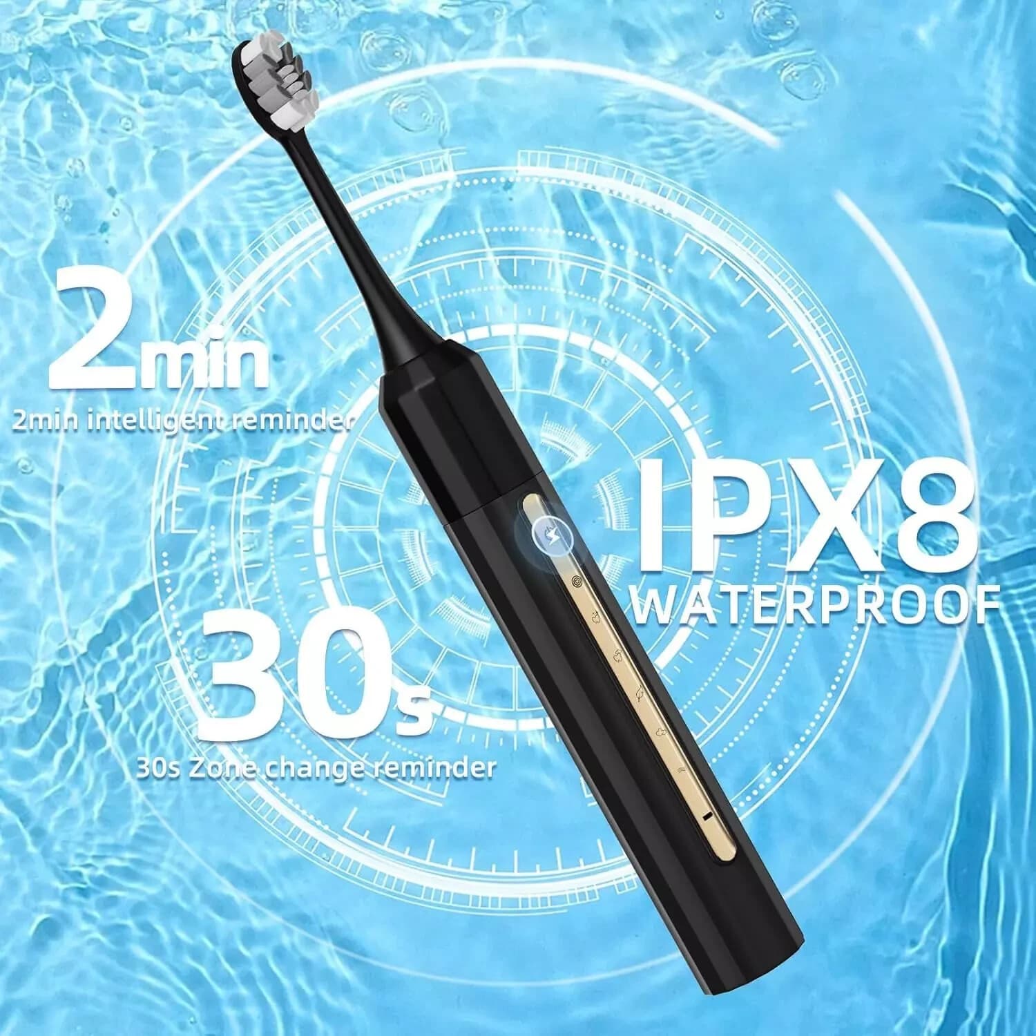 Sonic Electric Toothbrush with 10 Brush Heads, Suitable for Adults and Childr... - Thumbnail 2