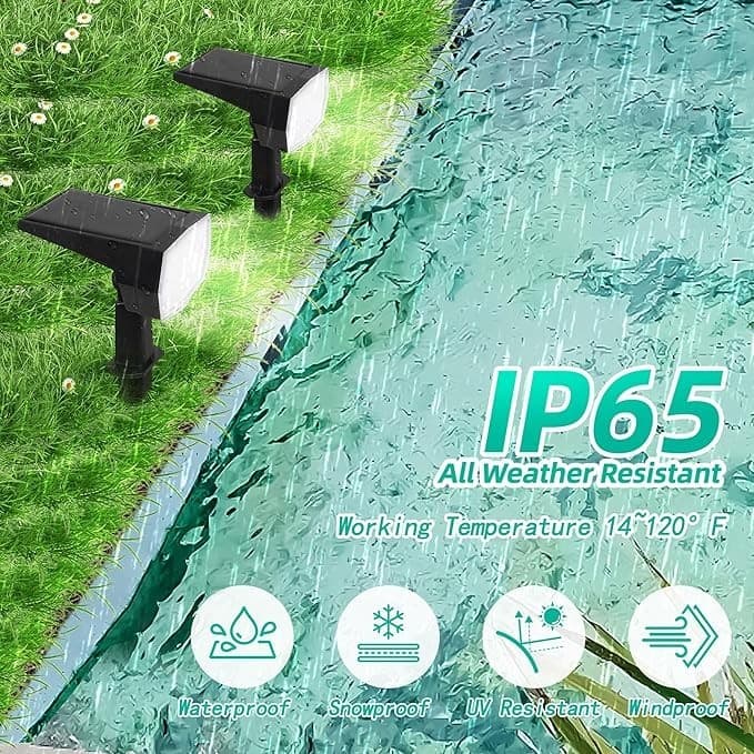 Solar Spot Lights Outdoor Color Changing 8Pack 69LED/9 Modes IP65 Waterproof NEW - Thumbnail 4