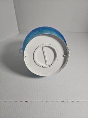 Home Essentials Blue Crackle Lantern Candle Round Glass Metal Outdoor 11” X 8” - Thumbnail 7