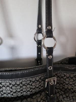 COACH 11527 Jacquard Black & Grey Canvas Leather Tote Shoulder Hand Bag Purse - Thumbnail 8