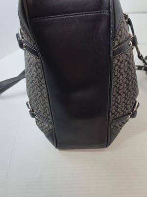 COACH 11527 Jacquard Black & Grey Canvas Leather Tote Shoulder Hand Bag Purse - Thumbnail 19