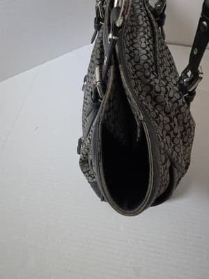 COACH 11527 Jacquard Black & Grey Canvas Leather Tote Shoulder Hand Bag Purse - Thumbnail 13