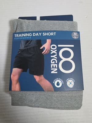 2 PR Oxygen Men's Performance Training Day Short Grey Moisture Wicking Stretch - Image 1