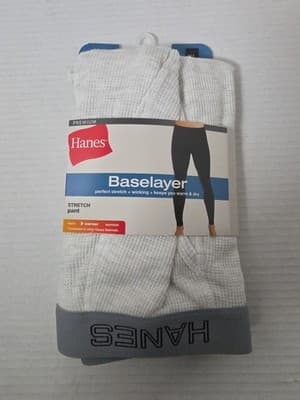 Hanes Men Thermal Pant Medium White Gray Long John XL 42-44 - Image 1