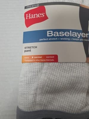 Hanes Men Thermal Pant Medium White Gray Long John XL 42-44 - Thumbnail 4
