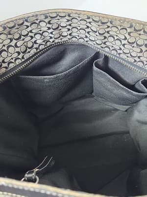 COACH 11527 Jacquard Black & Grey Canvas Leather Tote Shoulder Hand Bag Purse - Thumbnail 16
