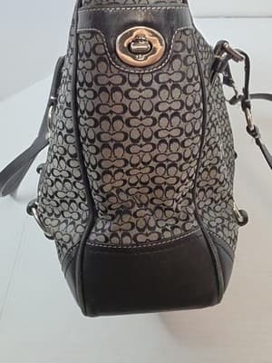 COACH 11527 Jacquard Black & Grey Canvas Leather Tote Shoulder Hand Bag Purse - Thumbnail 18