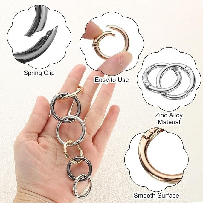 6 Pcs Trigger Spring O Rings, Snap Clip Welded Zinc Alloy Rings - Image 1