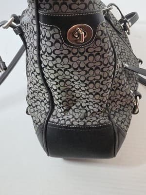 COACH 11527 Jacquard Black & Grey Canvas Leather Tote Shoulder Hand Bag Purse - Thumbnail 17