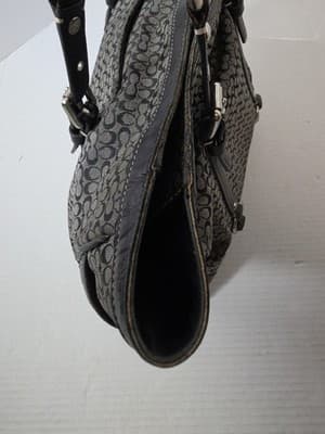 COACH 11527 Jacquard Black & Grey Canvas Leather Tote Shoulder Hand Bag Purse - Thumbnail 12