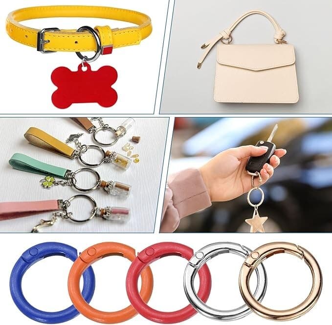 6 Pcs Trigger Spring O Rings, Snap Clip Welded Zinc Alloy Rings - Thumbnail 2