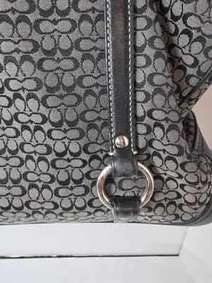 COACH 11527 Jacquard Black & Grey Canvas Leather Tote Shoulder Hand Bag Purse - Thumbnail 10